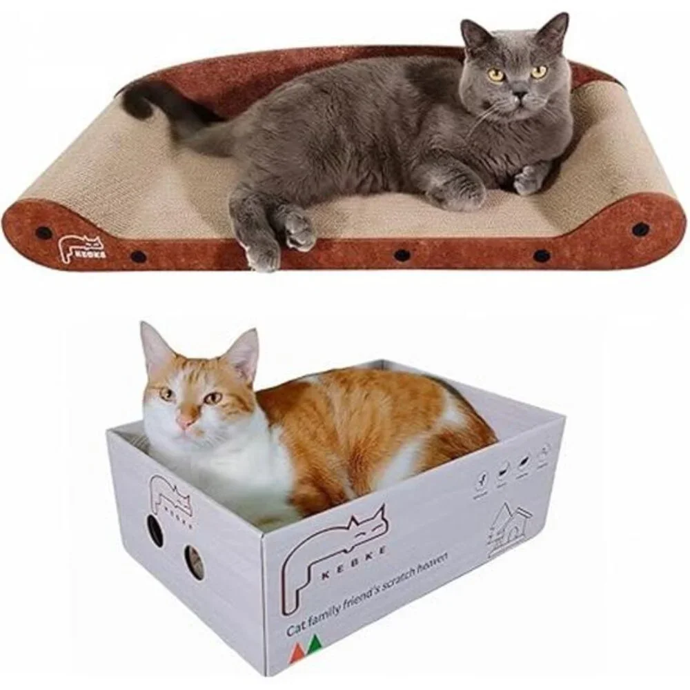 Cat Scratcher Set Sofa Bed Lounge Box Indoor Scratch Pad Furniture Protector
